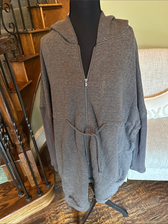 Free People Jackets & Blazers - Free People Hooded Zip Utility Jacket in Charcoal
